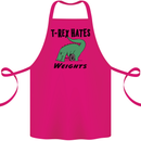 T-Rex Hates Weights Funny Gym Workout Cotton Apron 100% Organic Pink