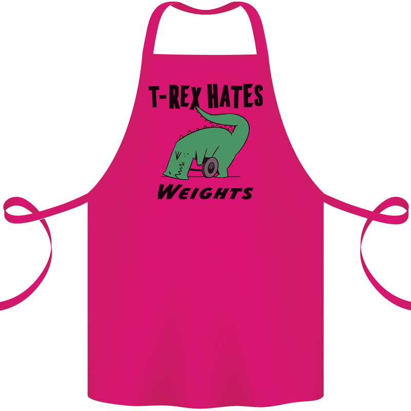 T-Rex Hates Weights Funny Gym Workout Cotton Apron 100% Organic Pink