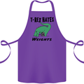 T-Rex Hates Weights Funny Gym Workout Cotton Apron 100% Organic Purple