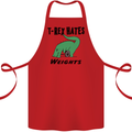 T-Rex Hates Weights Funny Gym Workout Cotton Apron 100% Organic Red