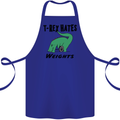T-Rex Hates Weights Funny Gym Workout Cotton Apron 100% Organic Royal Blue