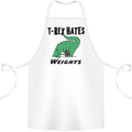 T-Rex Hates Weights Funny Gym Workout Cotton Apron 100% Organic White