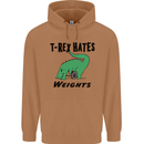 T-Rex Hates Weights Funny Gym Workout Mens 80% Cotton Hoodie Caramel Latte