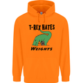 T-Rex Hates Weights Funny Gym Workout Mens 80% Cotton Hoodie Orange