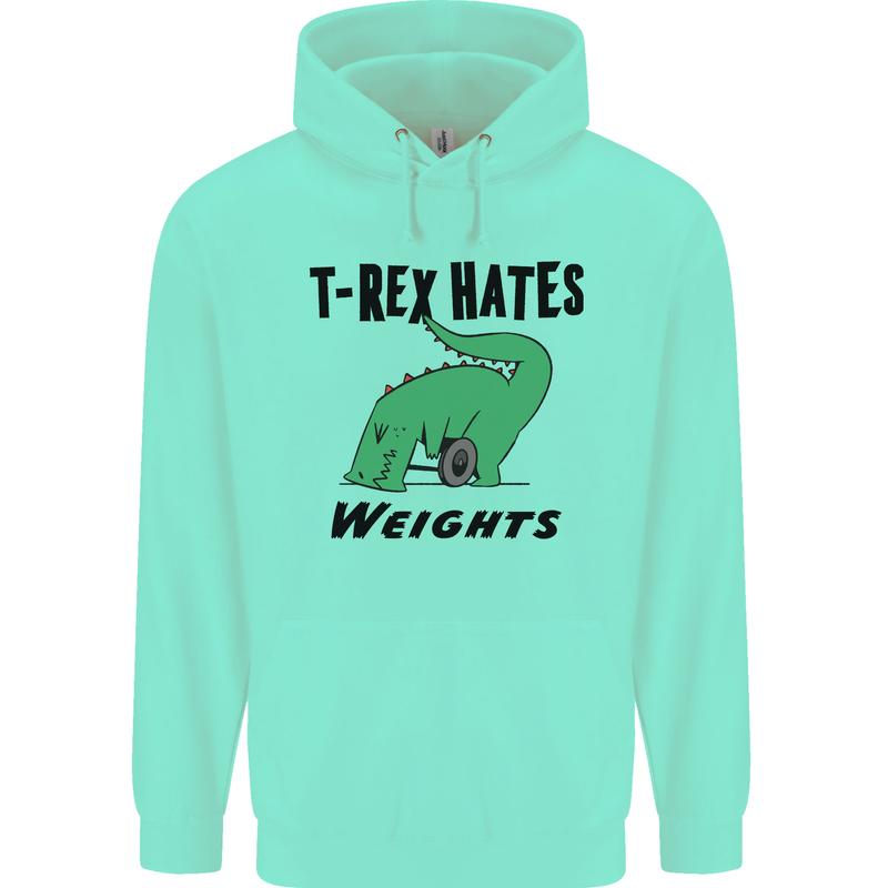 T-Rex Hates Weights Funny Gym Workout Mens 80% Cotton Hoodie Peppermint