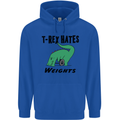 T-Rex Hates Weights Funny Gym Workout Mens 80% Cotton Hoodie Royal Blue