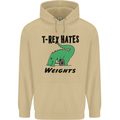 T-Rex Hates Weights Funny Gym Workout Mens 80% Cotton Hoodie Sand