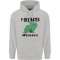 T-Rex Hates Weights Funny Gym Workout Mens 80% Cotton Hoodie Sports Grey