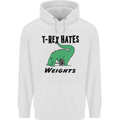 T-Rex Hates Weights Funny Gym Workout Mens 80% Cotton Hoodie White
