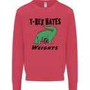 T-Rex Hates Weights Funny Gym Workout Mens Sweatshirt Jumper Heliconia