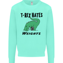 T-Rex Hates Weights Funny Gym Workout Mens Sweatshirt Jumper Peppermint