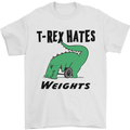 T-Rex Hates Weights Funny Gym Workout Mens T-Shirt Cotton Gildan White