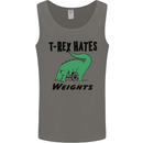 T-Rex Hates Weights Funny Gym Workout Mens Vest Tank Top Charcoal