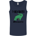 T-Rex Hates Weights Funny Gym Workout Mens Vest Tank Top Navy Blue
