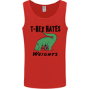 T-Rex Hates Weights Funny Gym Workout Mens Vest Tank Top Red