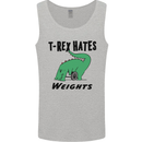 T-Rex Hates Weights Funny Gym Workout Mens Vest Tank Top Sports Grey