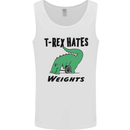 T-Rex Hates Weights Funny Gym Workout Mens Vest Tank Top White