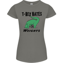 T-Rex Hates Weights Funny Gym Workout Womens Petite Cut T-Shirt Charcoal