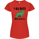 T-Rex Hates Weights Funny Gym Workout Womens Petite Cut T-Shirt Red