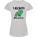T-Rex Hates Weights Funny Gym Workout Womens Petite Cut T-Shirt Sports Grey