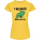 T-Rex Hates Weights Funny Gym Workout Womens Petite Cut T-Shirt Yellow