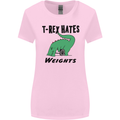 T-Rex Hates Weights Funny Gym Workout Womens Wider Cut T-Shirt Light Pink