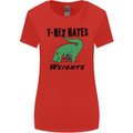 T-Rex Hates Weights Funny Gym Workout Womens Wider Cut T-Shirt Red