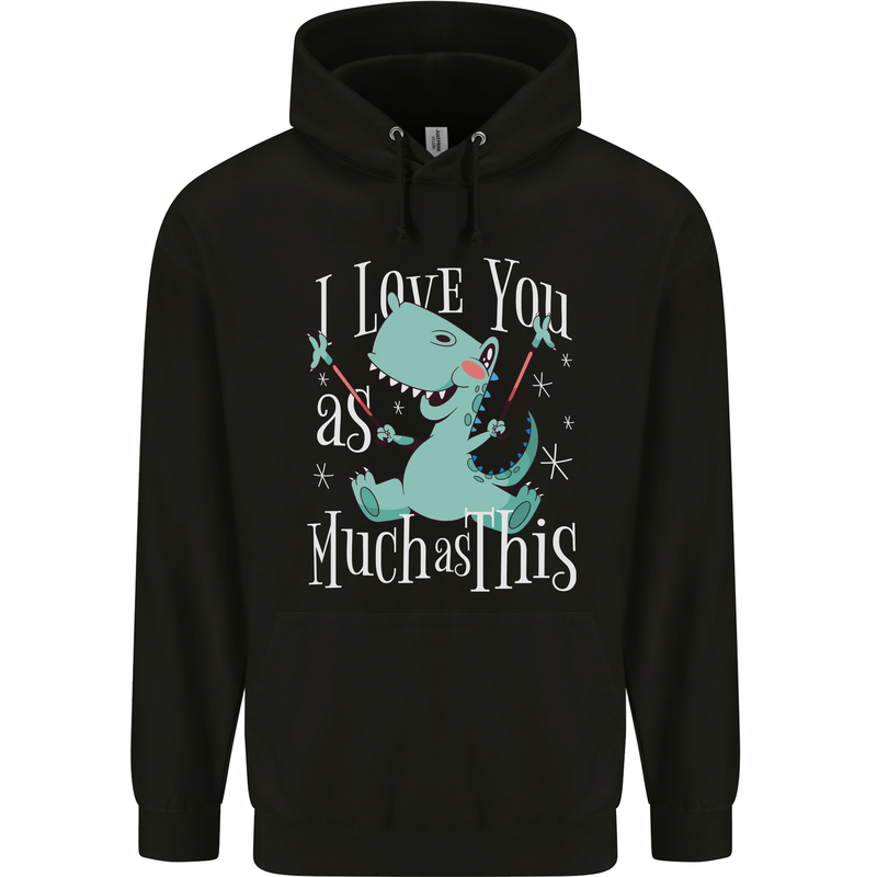T-Rex I Love You Dinosaur Valentines Day Childrens Kids Hoodie Black