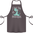 T-Rex I Love You Dinosaur Valentines Day Cotton Apron 100% Organic Dark Grey