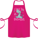 T-Rex I Love You Dinosaur Valentines Day Cotton Apron 100% Organic Pink