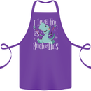 T-Rex I Love You Dinosaur Valentines Day Cotton Apron 100% Organic Purple