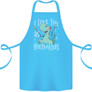 T-Rex I Love You Dinosaur Valentines Day Cotton Apron 100% Organic Turquoise