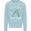 T-Rex I Love You Dinosaur Valentines Day Kids Sweatshirt Jumper Light Blue
