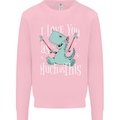 T-Rex I Love You Dinosaur Valentines Day Kids Sweatshirt Jumper Light Pink