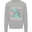 T-Rex I Love You Dinosaur Valentines Day Kids Sweatshirt Jumper Sports Grey