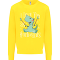 T-Rex I Love You Dinosaur Valentines Day Kids Sweatshirt Jumper Yellow