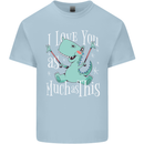T-Rex I Love You Dinosaur Valentines Day Kids T-Shirt Childrens Light Blue