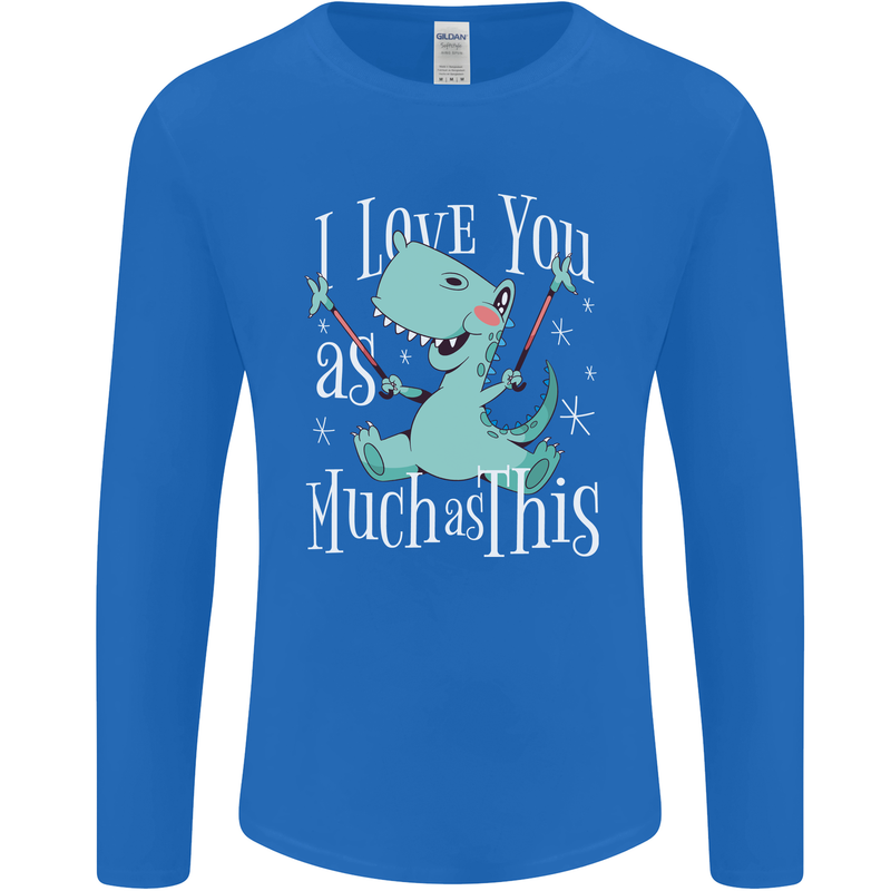 T-Rex I Love You Dinosaur Valentines Day Mens Long Sleeve T-Shirt Royal Blue