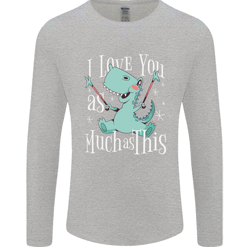 T-Rex I Love You Dinosaur Valentines Day Mens Long Sleeve T-Shirt Sports Grey