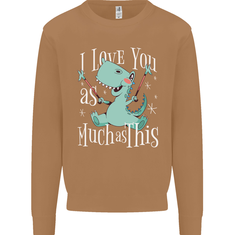 T-Rex I Love You Dinosaur Valentines Day Mens Sweatshirt Jumper Caramel Latte