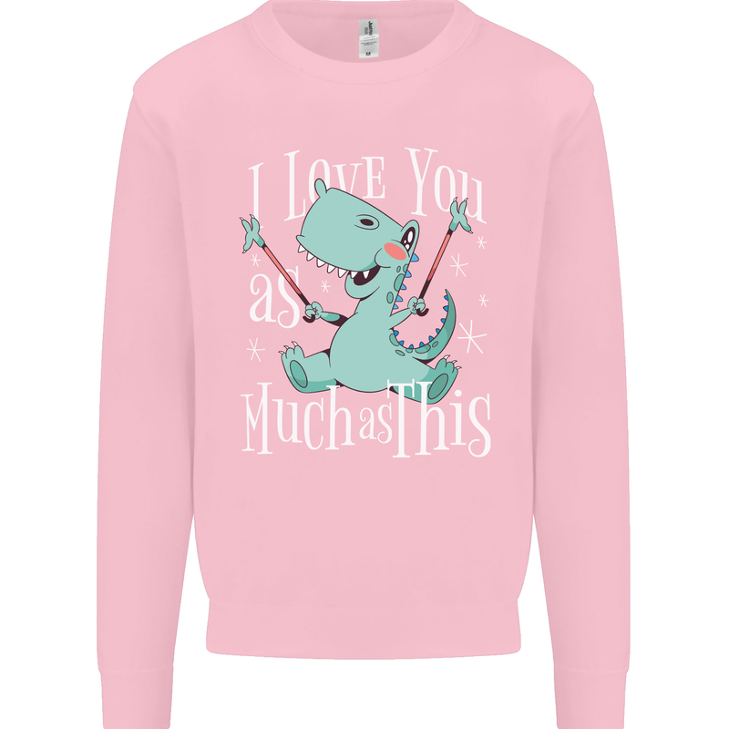 T-Rex I Love You Dinosaur Valentines Day Mens Sweatshirt Jumper Light Pink