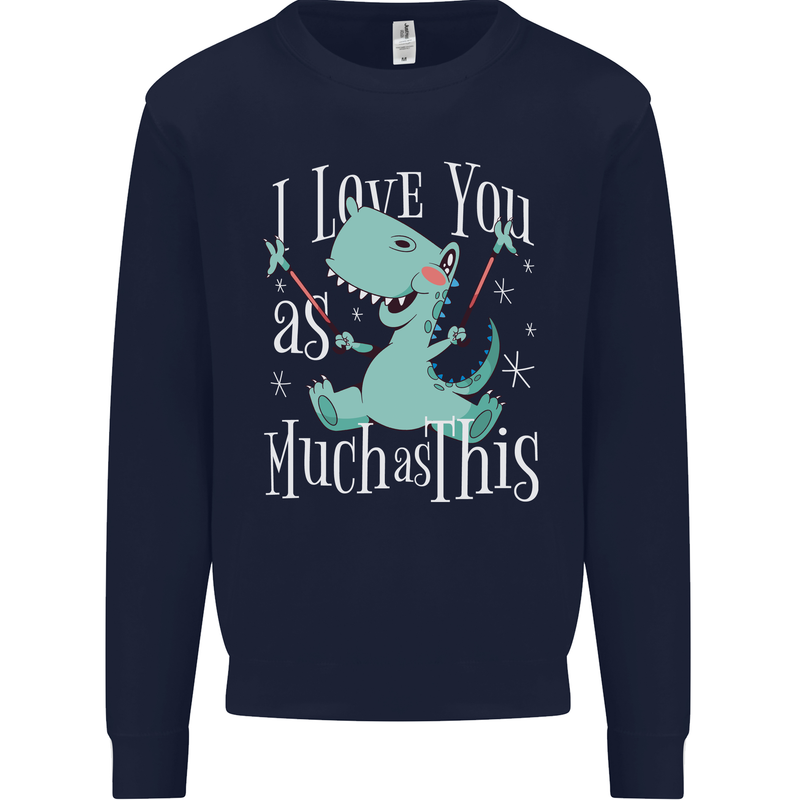 T-Rex I Love You Dinosaur Valentines Day Mens Sweatshirt Jumper Navy Blue