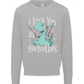 T-Rex I Love You Dinosaur Valentines Day Mens Sweatshirt Jumper Sports Grey