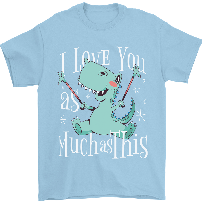 T-Rex I Love You Dinosaur Valentines Day Mens T-Shirt Cotton Gildan Light Blue