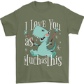 T-Rex I Love You Dinosaur Valentines Day Mens T-Shirt Cotton Gildan Military Green