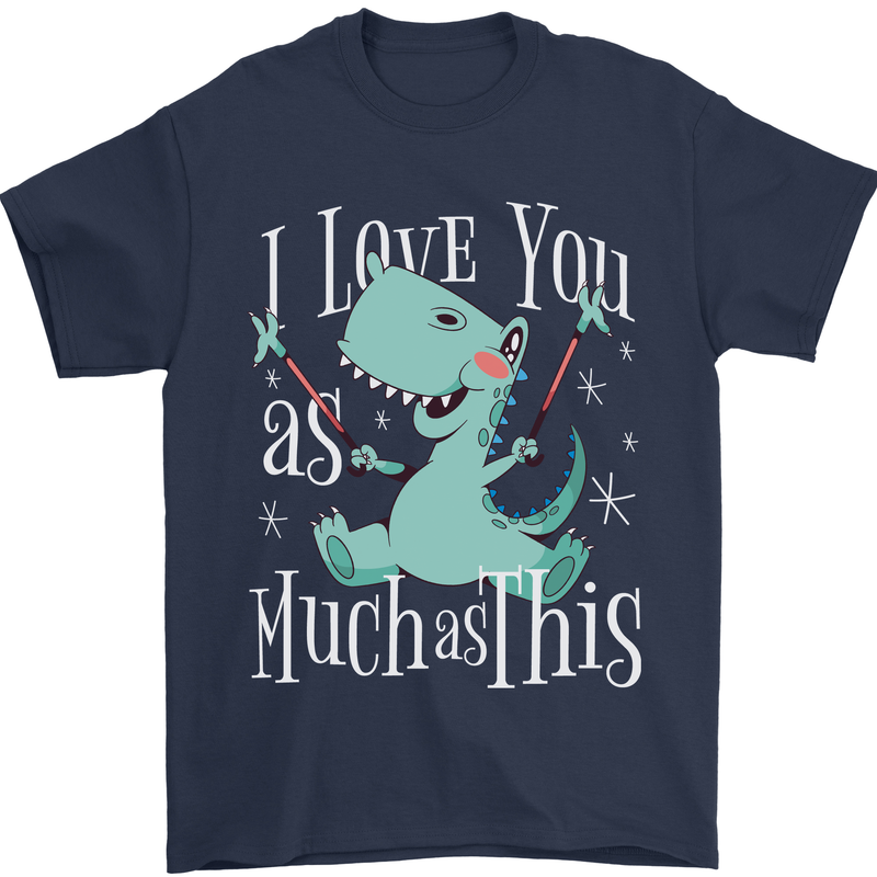 T-Rex I Love You Dinosaur Valentines Day Mens T-Shirt Cotton Gildan Navy Blue