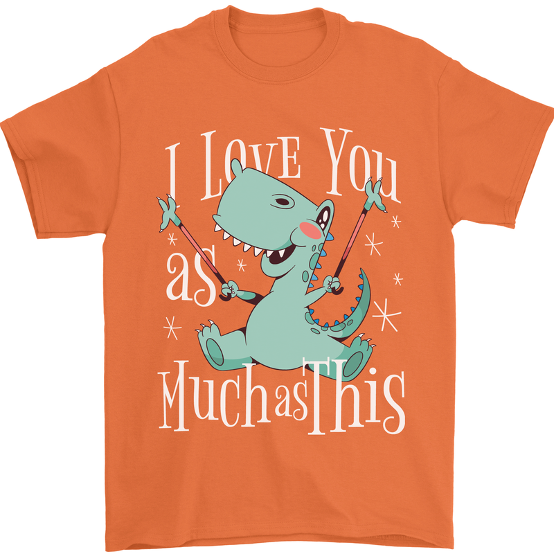 T-Rex I Love You Dinosaur Valentines Day Mens T-Shirt Cotton Gildan Orange