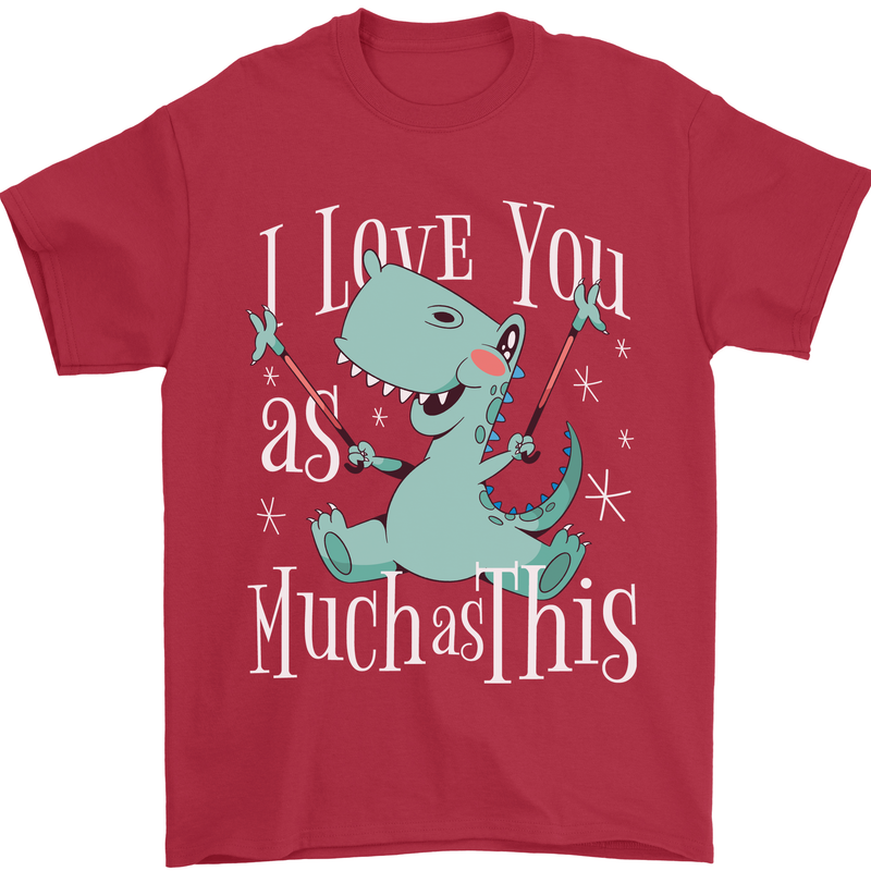 T-Rex I Love You Dinosaur Valentines Day Mens T-Shirt Cotton Gildan Red