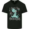 T-Rex I Love You Dinosaur Valentines Day Mens V-Neck Cotton T-Shirt Black