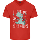 T-Rex I Love You Dinosaur Valentines Day Mens V-Neck Cotton T-Shirt Red